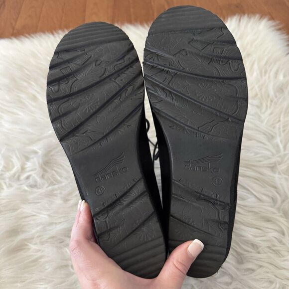 Dansko Ankle Wedge Boots Womens EU 41 Black Suede Leather Lace Up Oxford Shoes - Picture 8 of 11